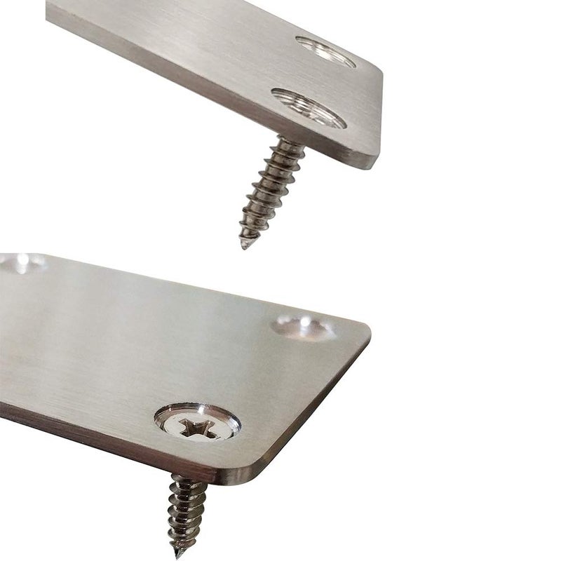 Hyever 3 Pieces Flat Straight Brace Bracket Steel Metal Mending Fixing Plate,Brushed Finish 5.4" Ã— 1.9" Ã— 0.08" - Image 4